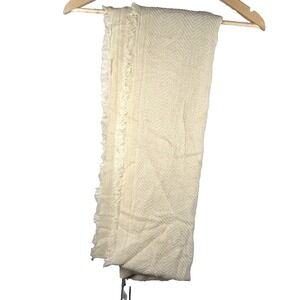 NWT Bench Knit Scarf Shawl Beige Fringe 93" x 35" Rectangle Minimalist Soft Boho